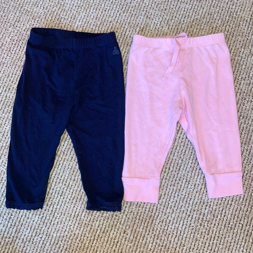 Baby Gap blue leggings with lace bottom and pink joggers 6-12 months